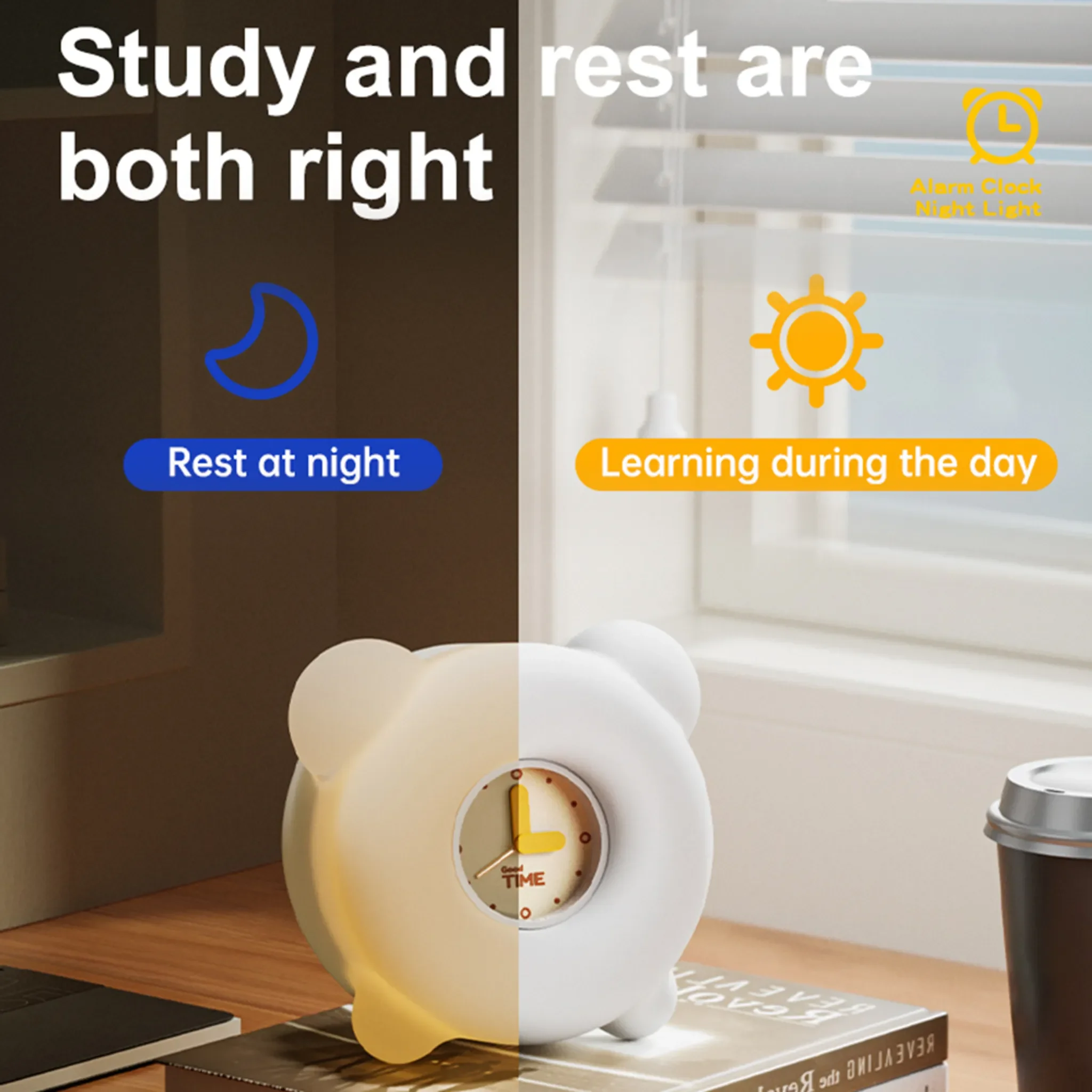 Nachtlicht & Kinderwecker – Tragbare USB-Wiederaufladbare Lampe mit Touch-Umgebungslicht